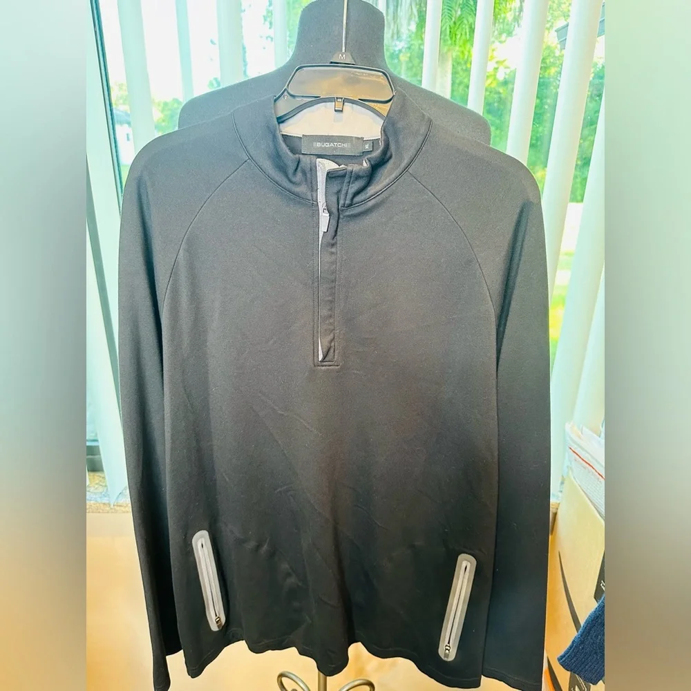 Bugatchi Solid Quarter Zip Mock Neck Pullover Mens Size XL